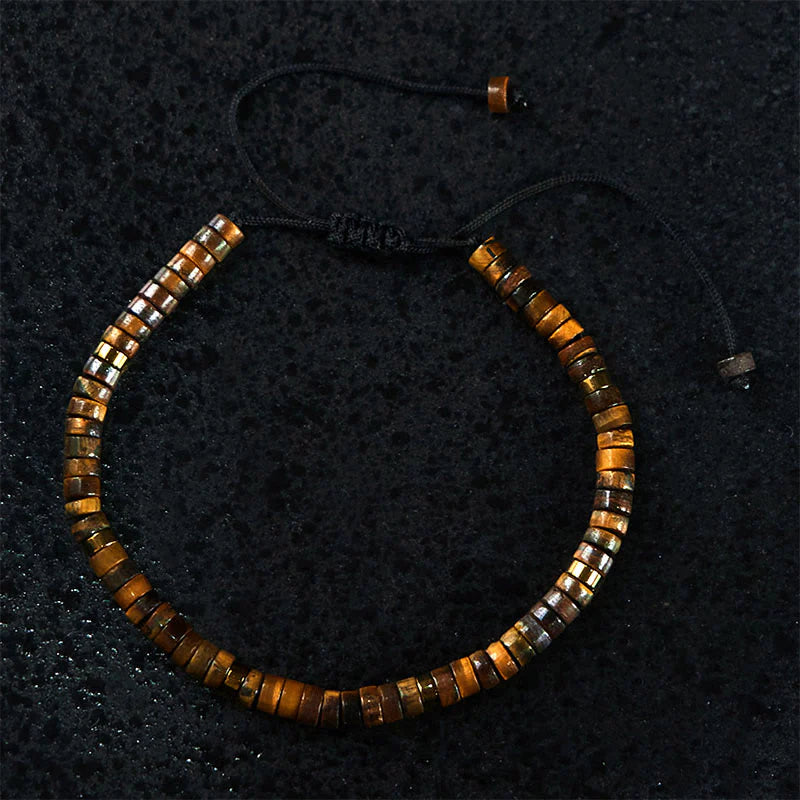 Buddha Stones Natural Tiger Eye Spacer Bead Courage Bracelet