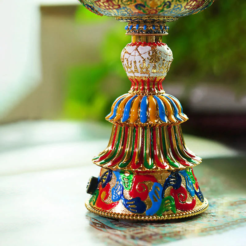 Buddha Stones Lotus Liuli Glass Eight Auspicious Symbols Base Enlightenment Home Decoration