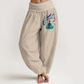 Buddha Stones Pure Cotton Simple Composition Human Figure Pattern Women's Elastic Waist Harem Pants