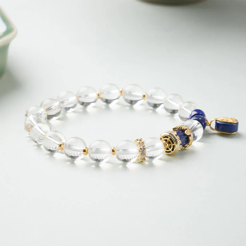 Buddha Stones Clear Quartz Zakiram Protection Bracelet