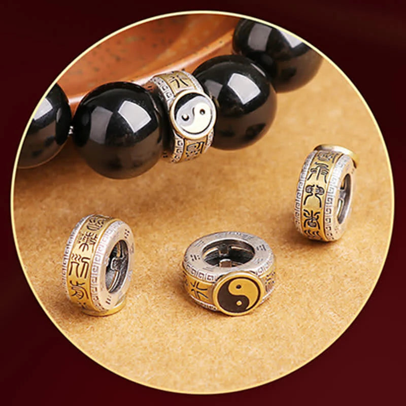 Buddha Stones 925 Sterling Silver Black Obsidian Gold Sheen Obsidian Silver Sheen Obsidian Yin Yang Protection Bracelet (Extra 35% Off | USE CODE: FS35)
