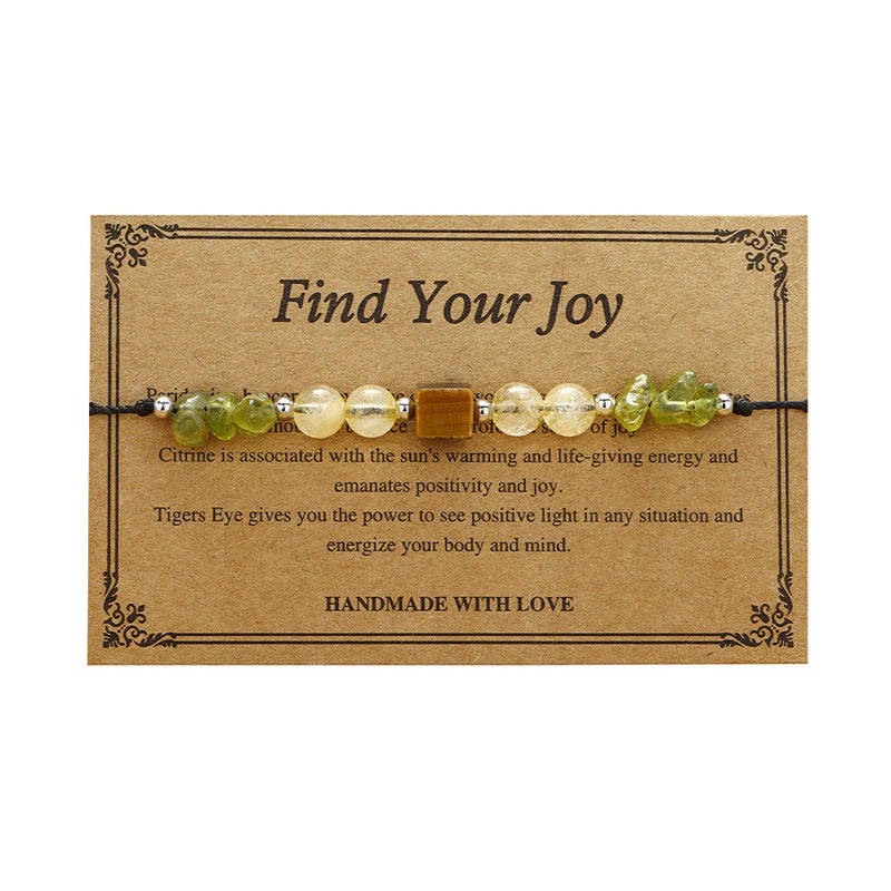Buddha Stones Find Your Joy Peridot Citrine Tiger Eye Peace Rope Bracelet