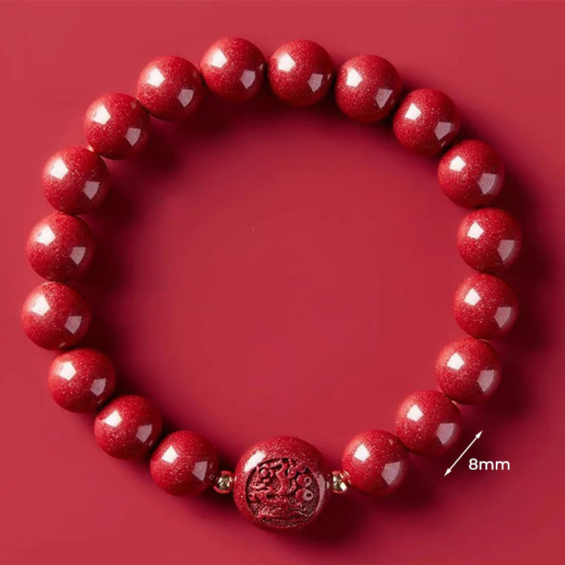 Buddha Stones Chinese Zodiac Year Of The Horse Carved Cinnabar Peaceful Blessing Bracelet