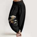 Buddha Stones Pure Cotton Colorful Dragon Cloud Pattern Women's Elastic Waist Harem Pants