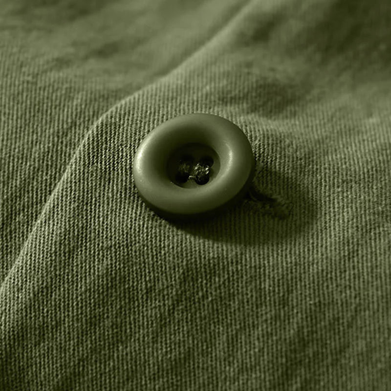 Buddha Stones Fall Solid Long Sleeve Buttons Down Men Cotton Shirt With Pockets