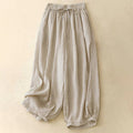 Buddha Stones Summer Elastic Waist Cotton Women's Capri Cropped Harem Pants With Pockets
