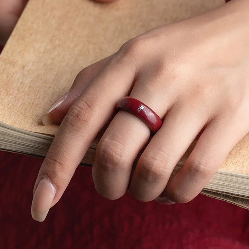 Buddha Stones Chinese Zodiac Year Of The Horse Cinnabar Blessing Ring