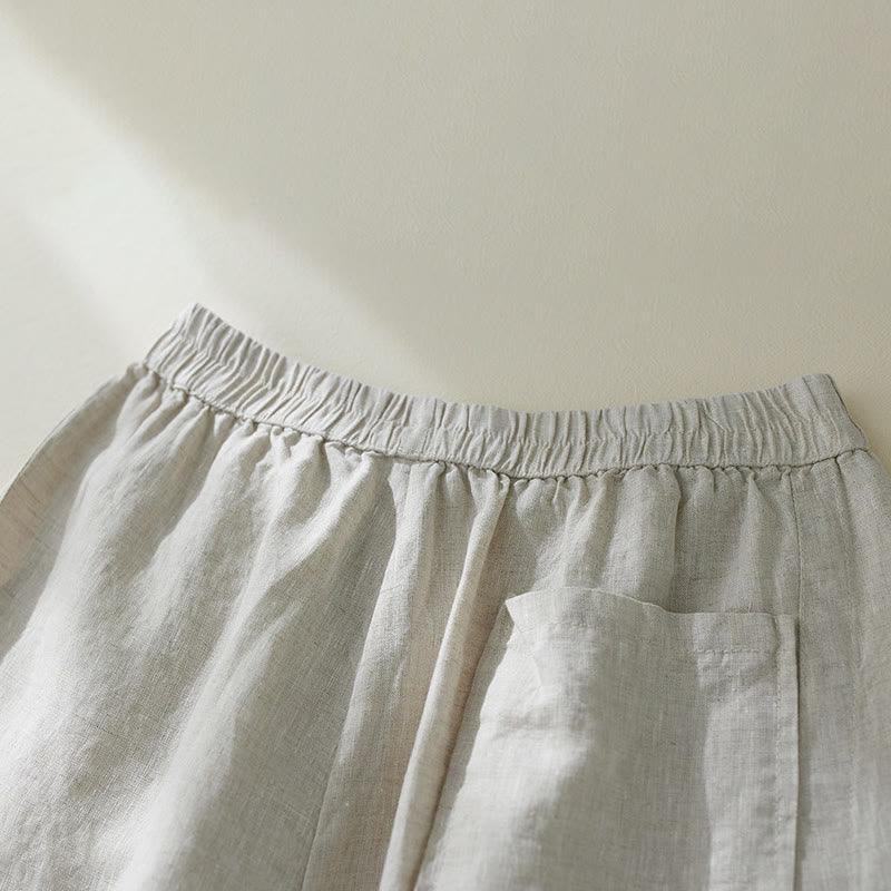 Buddha Stones Commute Pure Color High Waist Women's Harem Pants With Pockets