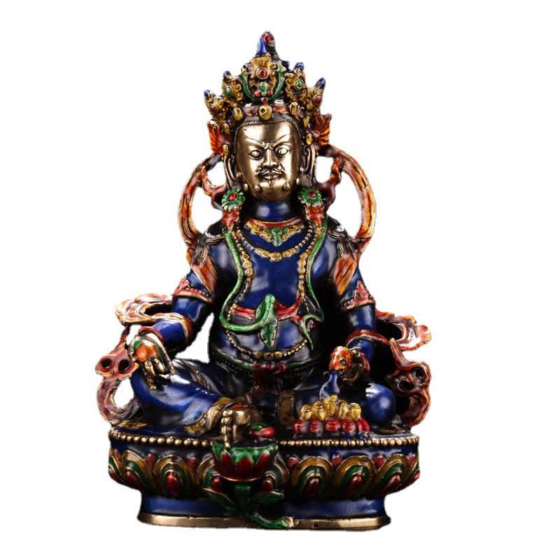 Buddha Stones Yellow Jambhala Bodhisattva Figurine Serenity Copper Statue Home Decoration