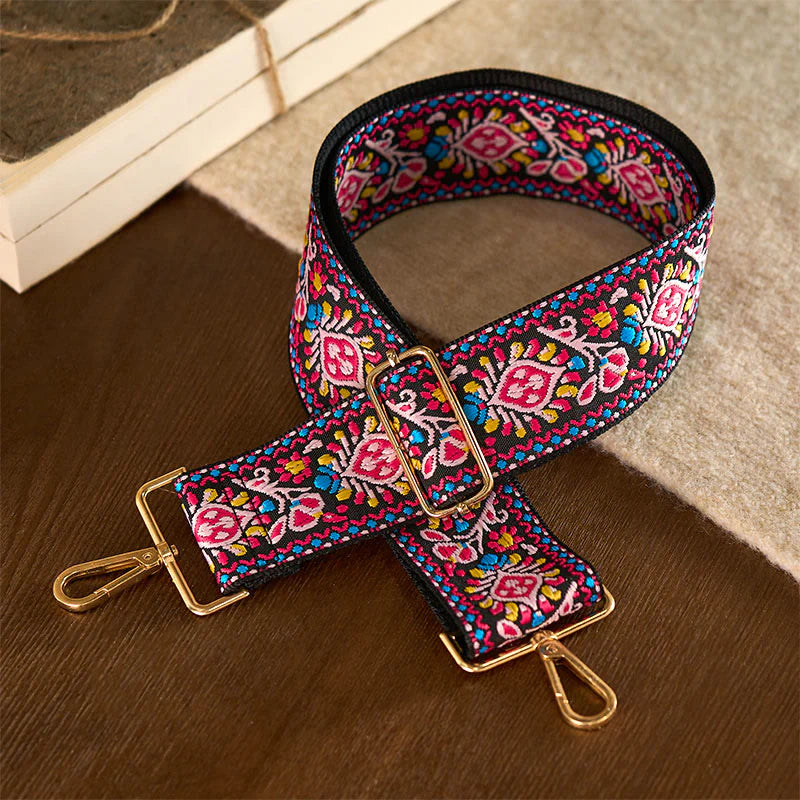 Buddha Stones Bohemian Flower Geometric Stripes Embroidery Adjustable Handbags Crossbody Shoulder Bag Purse Straps Replacement