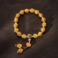 Buddha Stones Gold Foil Liuli Glass Bead Ruyi Golden Ingot Fortune Bracelet