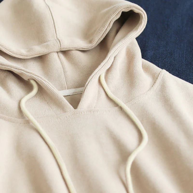 Buddha Stones Fall Solid Color Side Buttons Cotton Long Sleeve Women's Hoodie