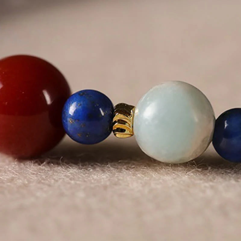 Buddha Stones Small Lazurite Agate Ultra-thin Beads Positive Bracelet
