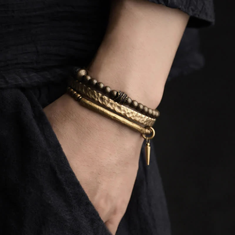 Buddha Stones Lava Rock Stone Copper Balance Cuff Bracelet Bangle (Extra 30% Off | USE CODE: FS30)