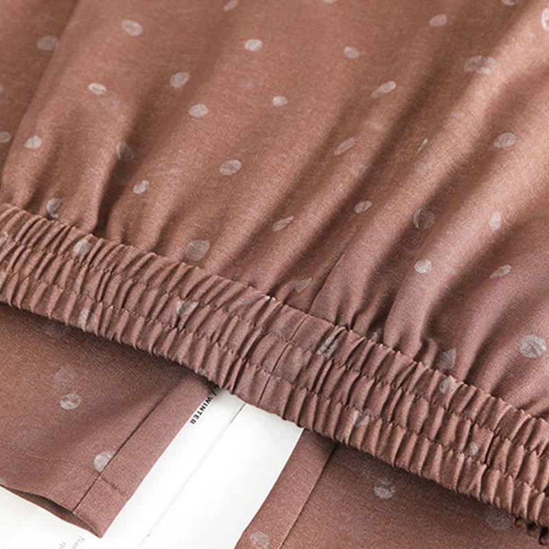 Buddha Stones Casual White Dots Pattern Polyester Women's Wide Leg Pants With Pockets