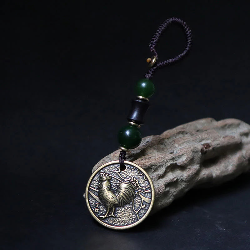 Buddha Stones Chinese Zodiac Year Of The Horse Bagua Fu Character Copper Brass Balance Key Chain