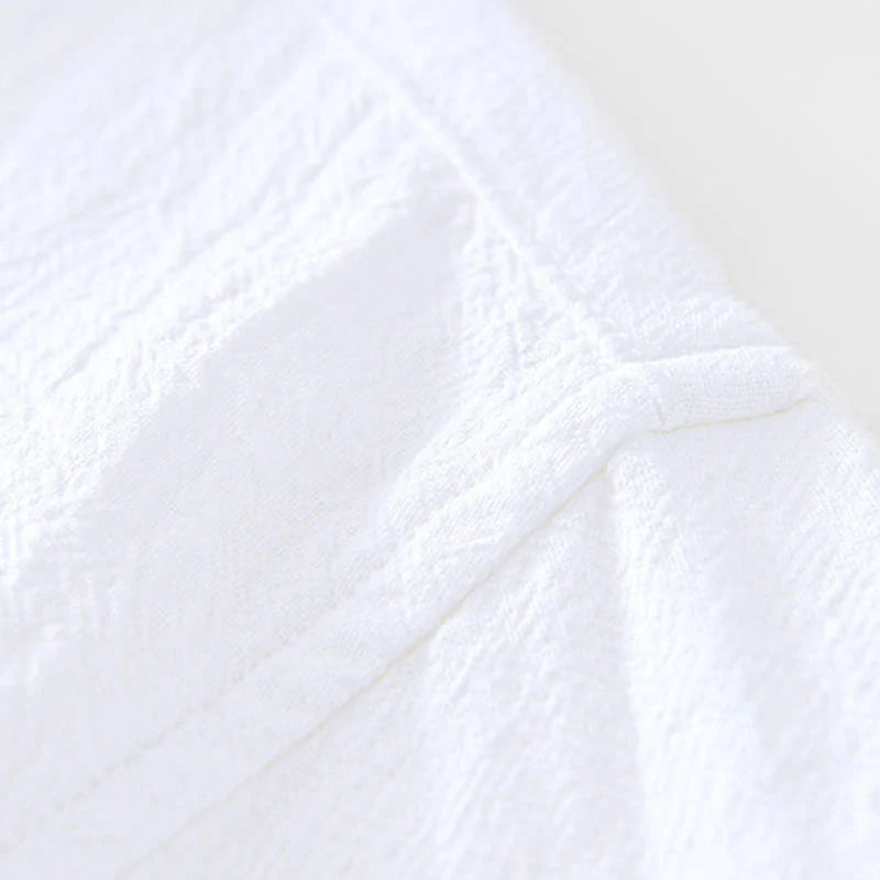 Buddha Stones Vintage Plain Simple Design Men's Short Sleeve Cotton Linen Shirt Clothing With Pockets