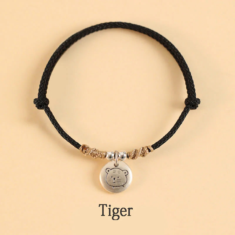 Buddha Stones Handmade 999 Sterling Silver Year of the Dragon Cute Chinese Zodiac Luck Braided Bracelet (Extra 35% Off | USE CODE: FS35)