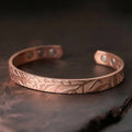 Buddha Stones Rose Flower Pattern Copper Balance Luck Open Cuff Bracelet Bangle