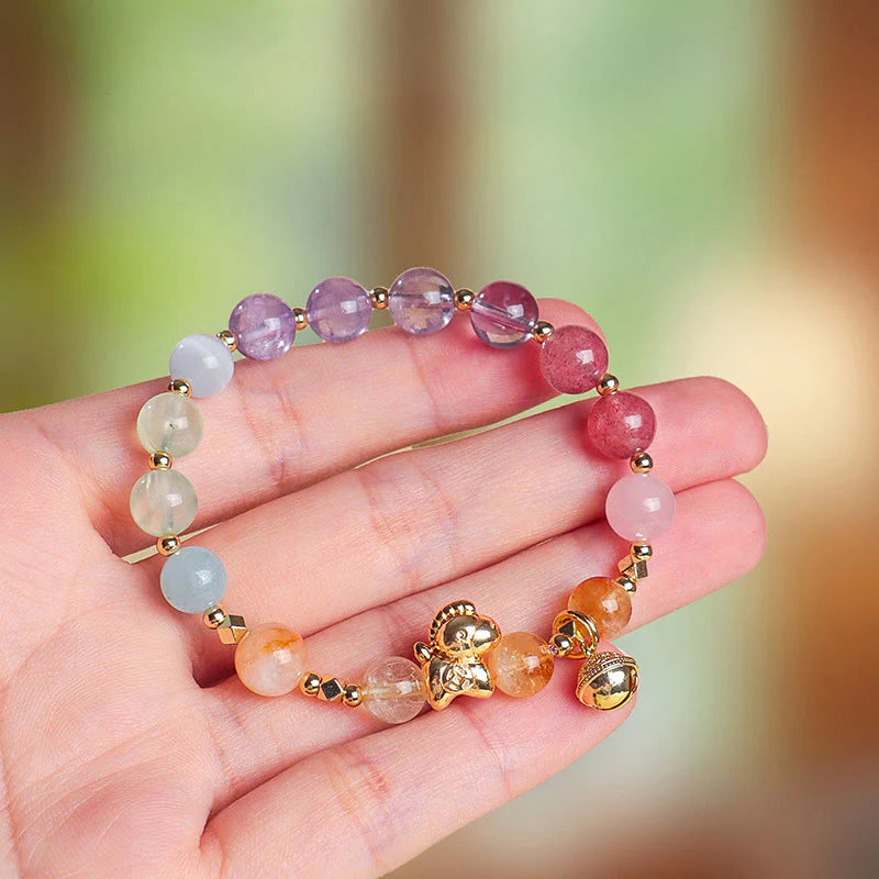 Buddha Stones Year Of The Horse Citrine Amethyst Various Crystals Protection Bracelet
