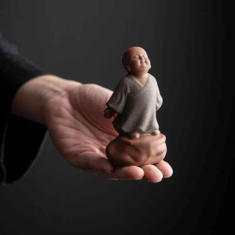 Buddha Stones Looking Up Resting Monk Ceramic Statue Compassion Home Decoration