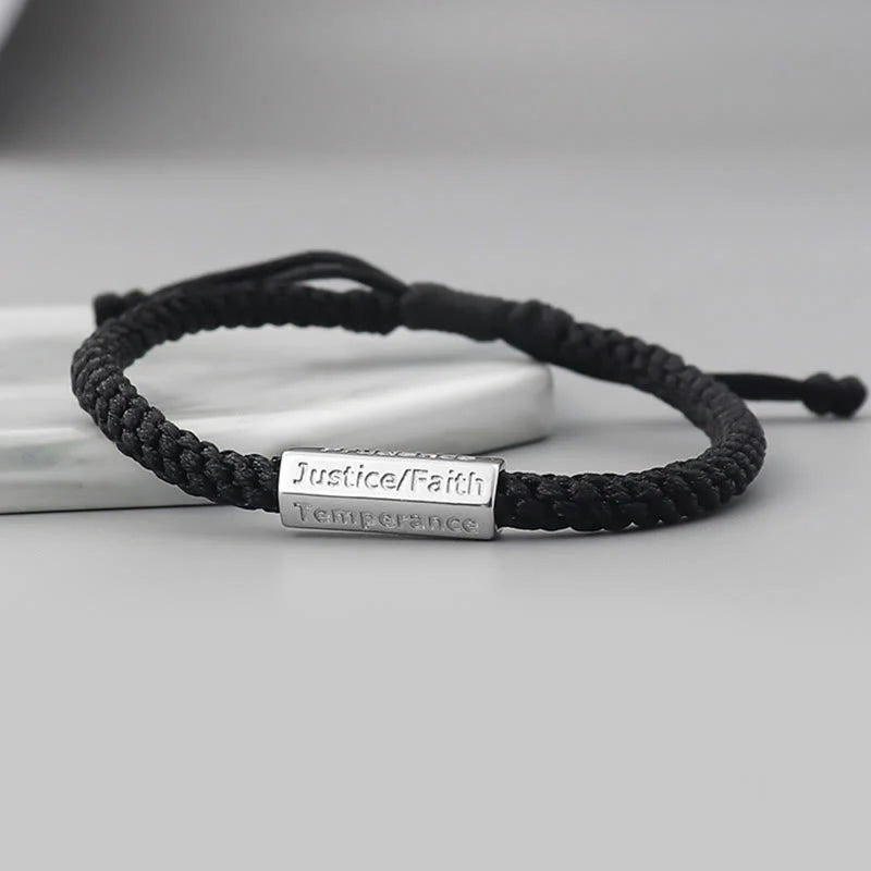 Buddha Stones Seven Deadly Sins Seven Virtues Braided String Bracelet
