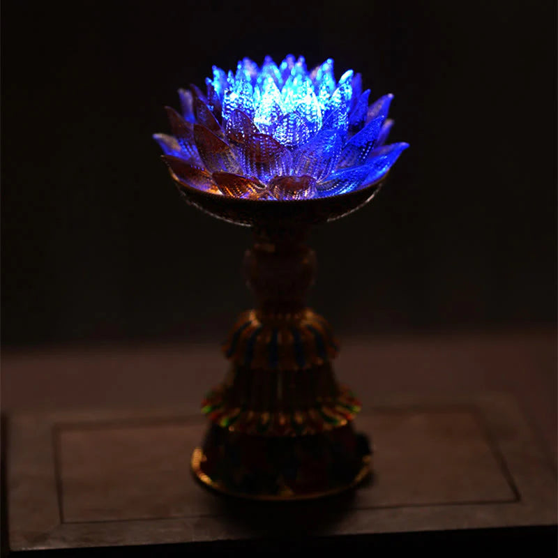 Buddha Stones Lotus Liuli Glass Eight Auspicious Symbols Base Enlightenment Home Decoration