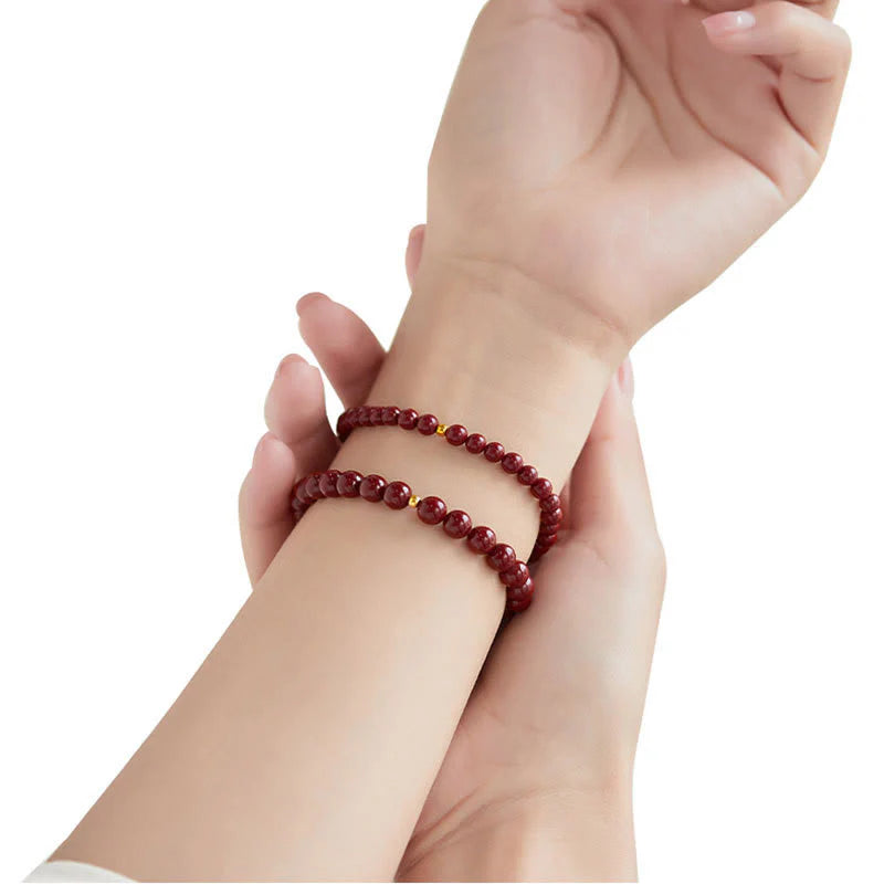 Buddha Stones 925 Sterling Silver Cinnabar Beads Blessing Bracelet
