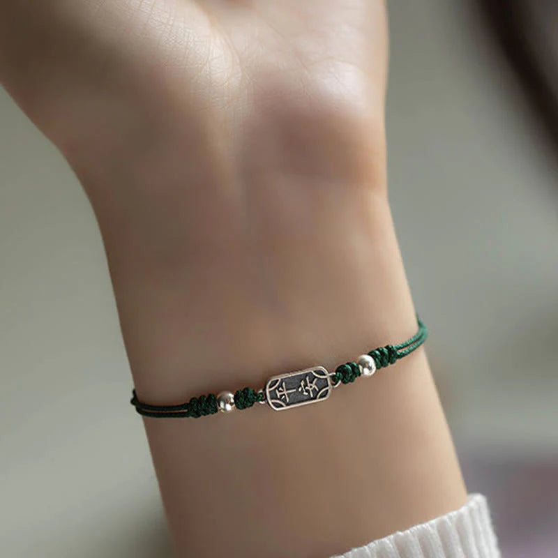 Buddha Stones Handmade 925 Sterling Silver Peace And Joy Safe Well Protection Braided Bracelet