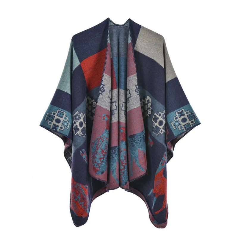 Buddha Stones Tibetan Shawl Deer Vase Geometric Shapes Winter Cozy Travel Scarf Wrap