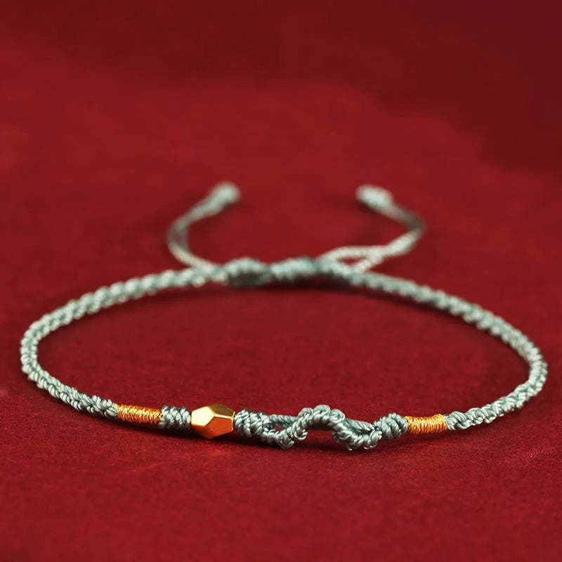 Buddha Stones 999 Gold Year of the Snake Mini Gold Bead Handmade Luck Protection Braided Bracelet (Extra 30% Off | USE CODE: FS30)