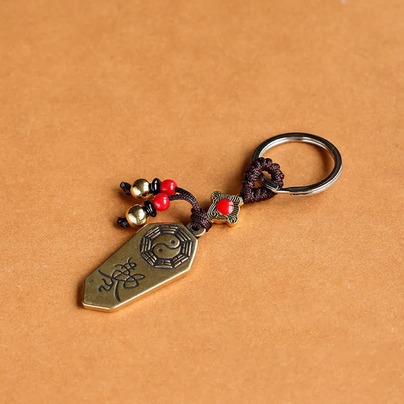 Buddha Stones Feng Shui Bagua Yin Yang Balance Peace Keychain