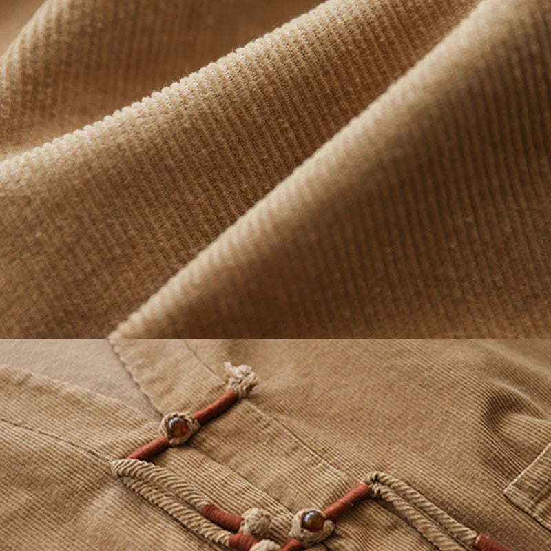 Buddha Stones Women's Cotton Long Sleeve Corduroy Jacket With Pockets