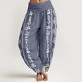 Buddha Stones Pure Cotton Mandala Om Mani Padme Hum Women's Elastic Waist Harem Pants