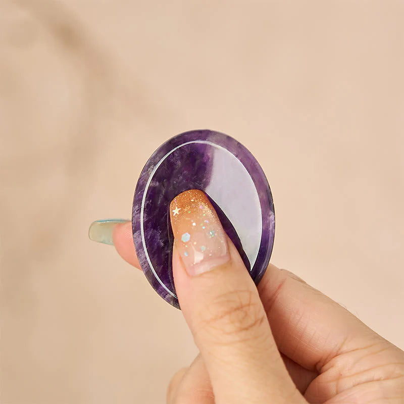 Buddha Stones Calm & Strength Natural Small Amethyst Worry Stone Balance Crystal Decor 3.5*4.5cm