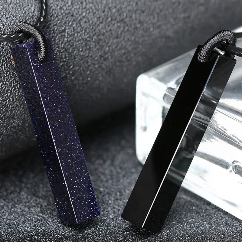 Buddha Stones Black Obsidian Blue Sandstone Transformation Necklace Pendant