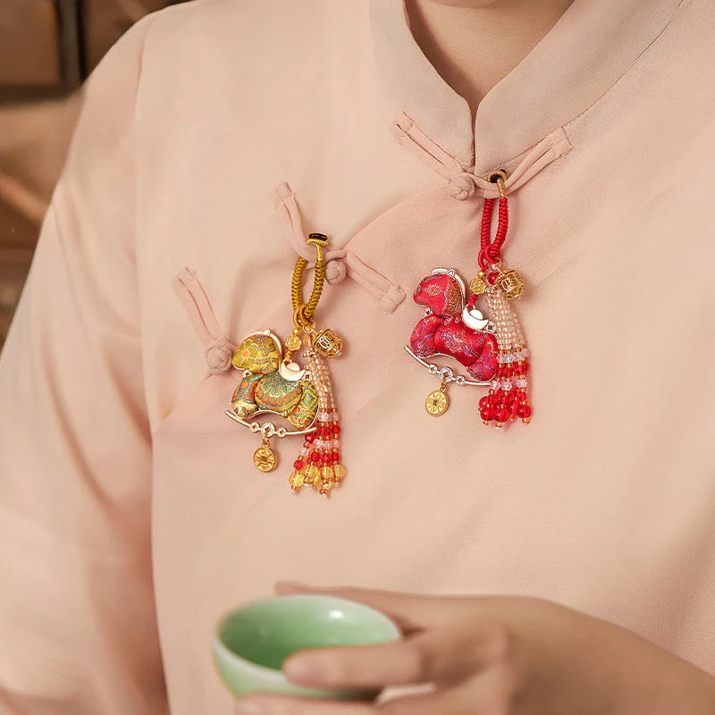 Buddha Stones Year Of The Horse Embroidery Prosperity Key Chain