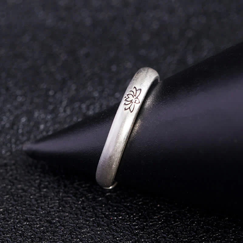 Buddha Stones 925 Sterling Silver Lotus Flower Enlightenment Ring