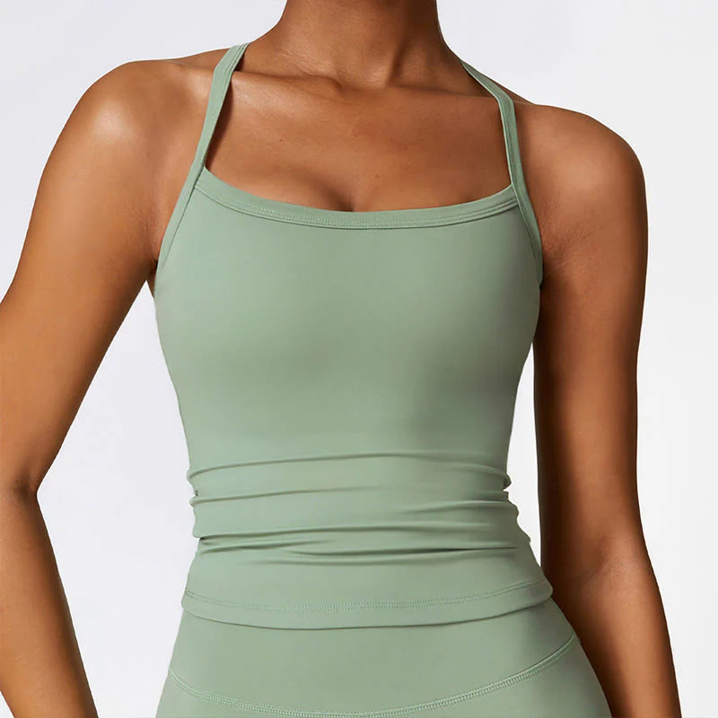 Buddha Stones Solid Color Crop Tank Top High Waist Shorts Sports Fitness Gym Yoga Outfits