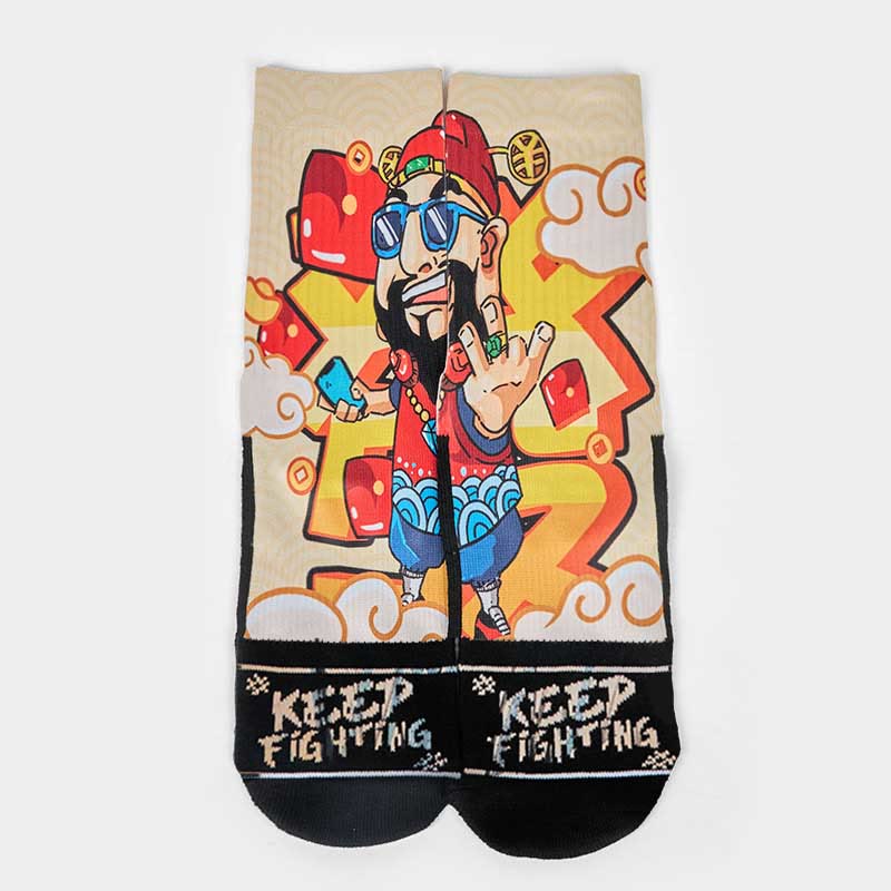 Buddha Stones Casual God Of Wealth Red Envelopes Ingot Micro Crew Men Women Unisex Socks