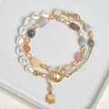 Buddha Stones Irregular Pearl Glass Bead Double Wrap Bracelet