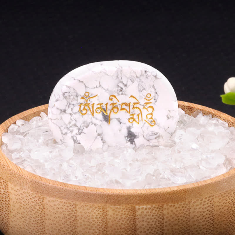 FREE Today: Spiritual Awareness Om Mani Padme Hum Amethyst Tiger Eye Palm Stone Crystal Decor 35*45mm