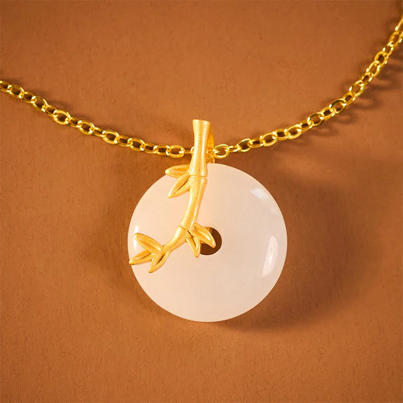 Buddha Stones Bamboo Peace Buckle Auspicious Necklace Pendant