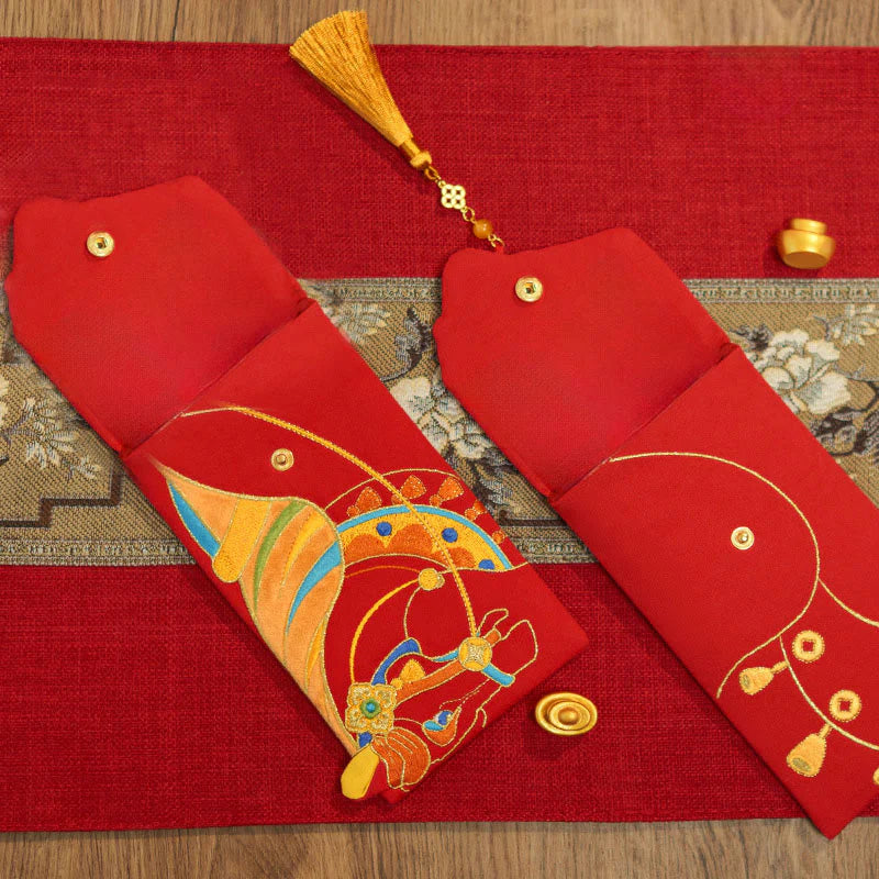 Buddha Stones Embroidery Year Of The Horse 2026 New Year Tassel Chinese Red Envelope