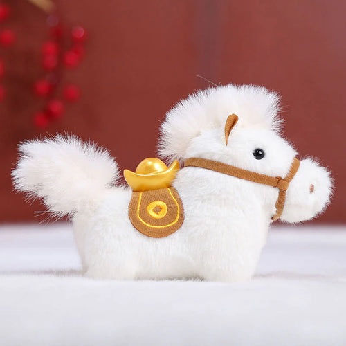 Buddha Stones Year Of The Horse Gold ingot Solid Color Plush Pony Hanging Decoration