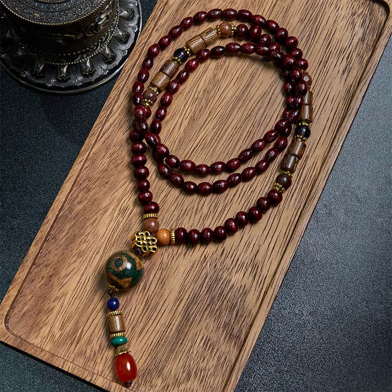 FREE Today: Peace and Protection Tibetan Handmade Wenge Wood Dzi Bead Elephant Head Necklace Pendant