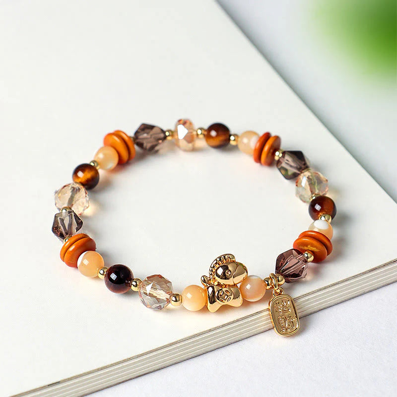 FREE Today: Fortune and Prosperity Tiger Eye Ice Obsidian Pearl Year Of The Horse Lucky Bracelet