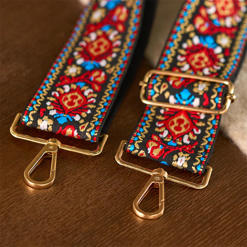 Buddha Stones Bohemian Flower Geometric Stripes Embroidery Adjustable Handbags Crossbody Shoulder Bag Purse Straps Replacement