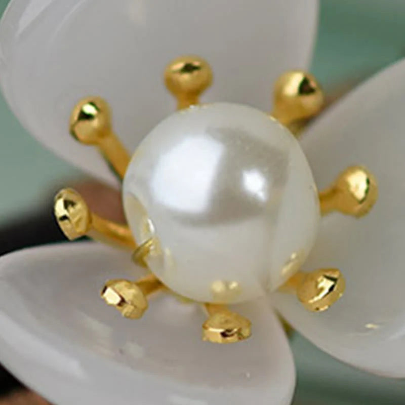 Buddha Stones Grain Wood Liuli Magnolia Flowers Pearl Protection Hairpin