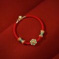Buddha Stones Dunhuang 925 Sterling Silver Lotus Drum New Beginning Red Rope Bracelet